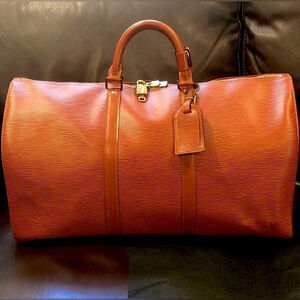 Vintage LOUIS VUITTON LV 50 Kenyan Fawn Rust Orange Epi Leather Travel Tote Bag